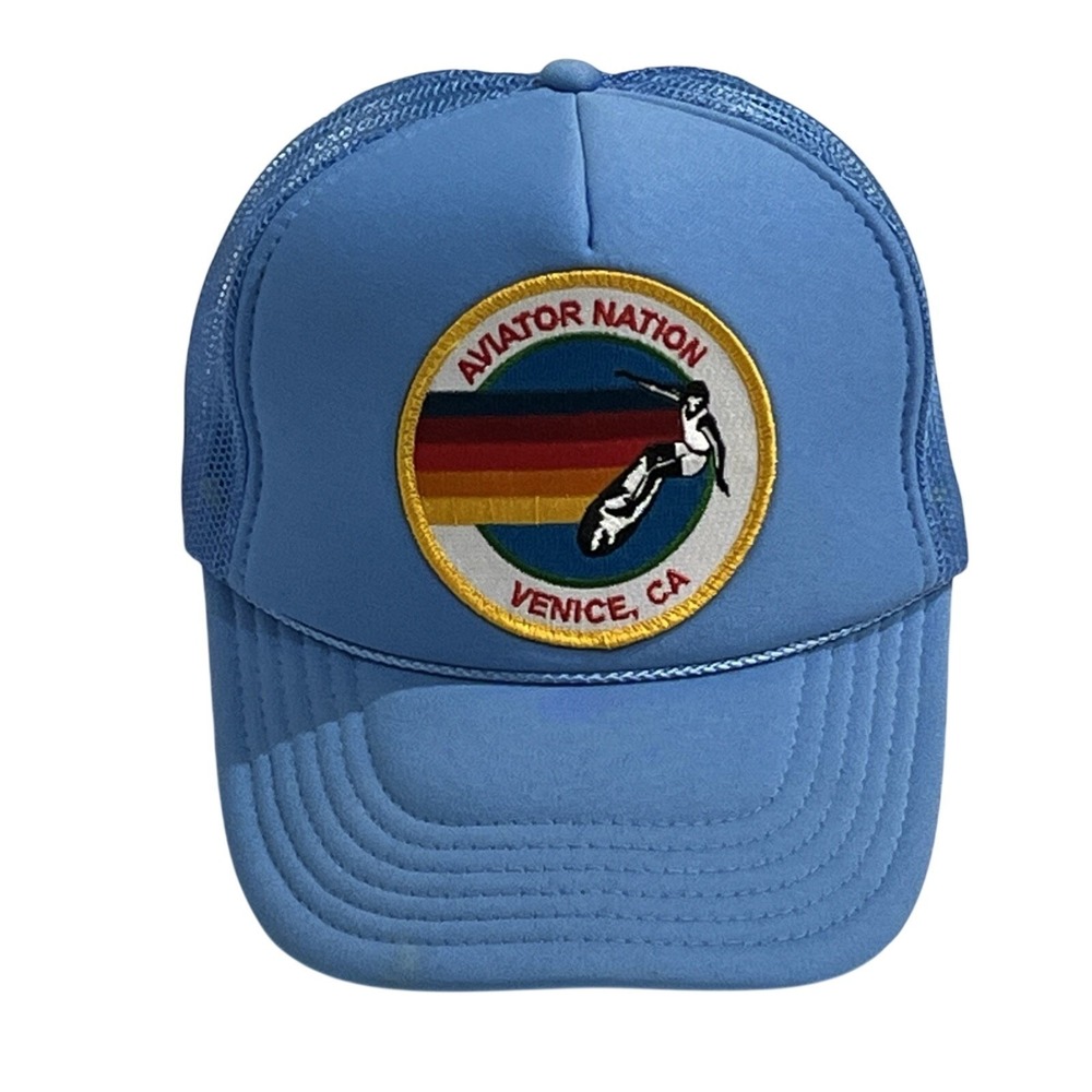 Aviator Nation Truck Hat Blue Rainbow Surf  Waves Patch Baseball Cap Venice
